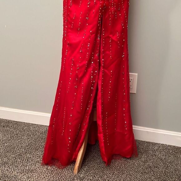 Alfred Angelo, Red Beaded Maxi Prom Dress - Picture 3 of 16